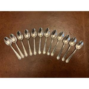 12 Sterling Silver Coffee Spoons 800, Italian Work 